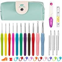 Luxebell Ganchillos Crochet Ergonómicos Agujas de Punto Coloridas con Mango de Goma Set de Ganchos de Tejer con…